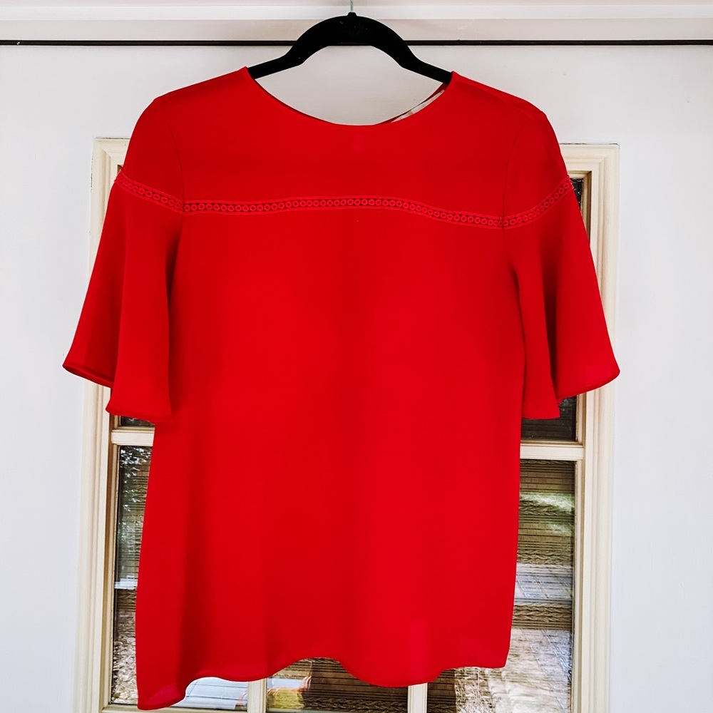 Loft Red Short Sleeve Blouse